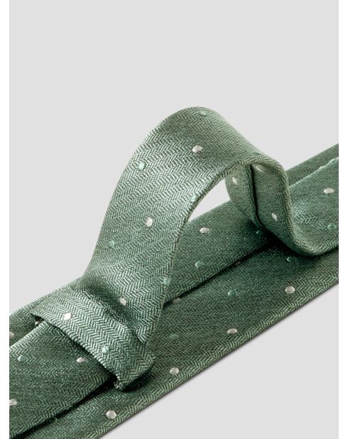 Cravate en soie à pois vert