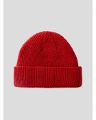 Gorro de punto acanalado bermellón