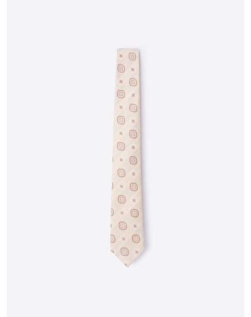 Cravate fantaisie en soie mélangée beige clair