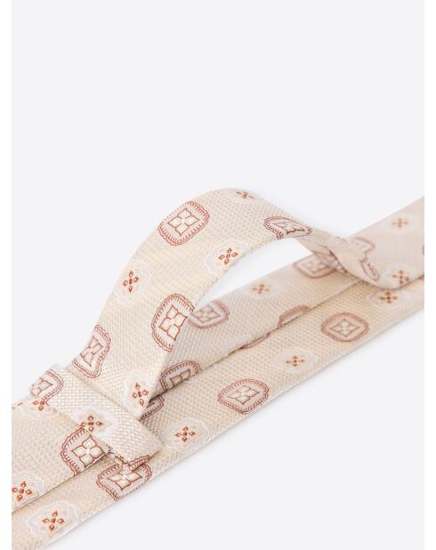 Cravate fantaisie en soie mélangée beige clair