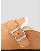 Chaussons sabots suédé intérieur fourré caramel 3