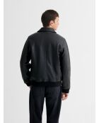 Schwarze Lederjacke mit Sherpa-Kragen