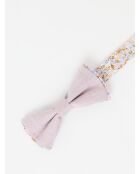 Nœud papillon fleuri en coton lin rose - 11 x 5,5cm