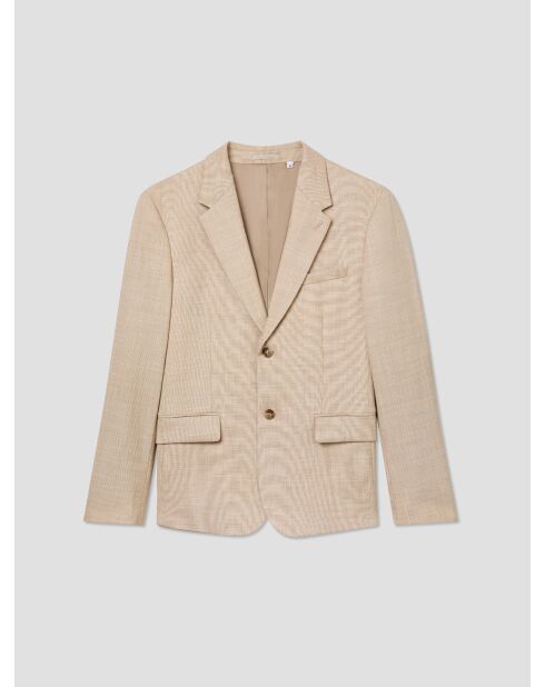 Hellbeige, schmal geschnittene Stretch-Anzugjacke