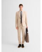 Hellbeige, schmal geschnittene Stretch-Anzugjacke