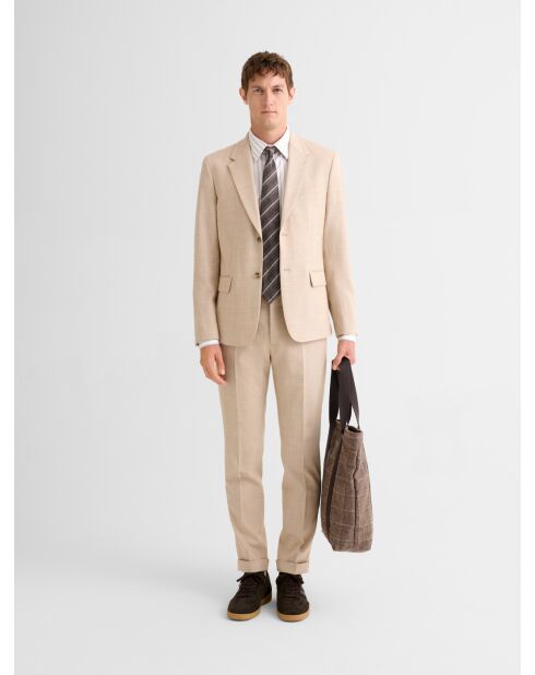Hellbeige, schmal geschnittene Stretch-Anzugjacke