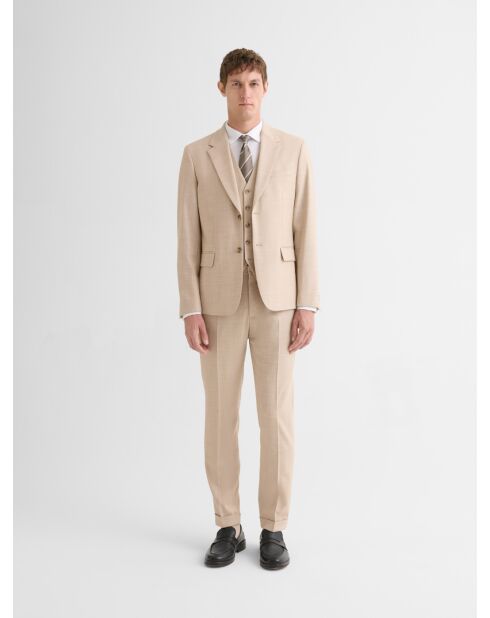 Hellbeige, schmal geschnittene Stretch-Anzugjacke