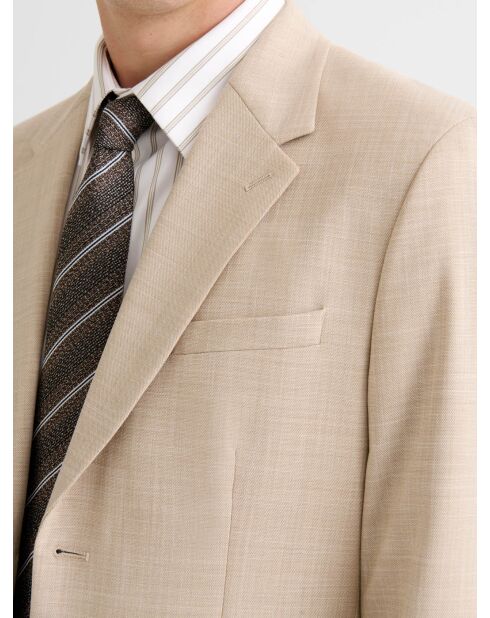 Hellbeige, schmal geschnittene Stretch-Anzugjacke