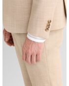 Hellbeige, schmal geschnittene Stretch-Anzugjacke