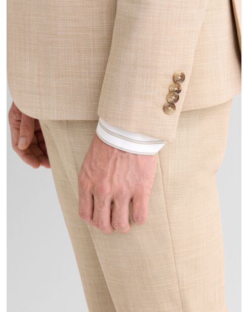 Hellbeige, schmal geschnittene Stretch-Anzugjacke