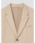 Hellbeige, schmal geschnittene Stretch-Anzugjacke
