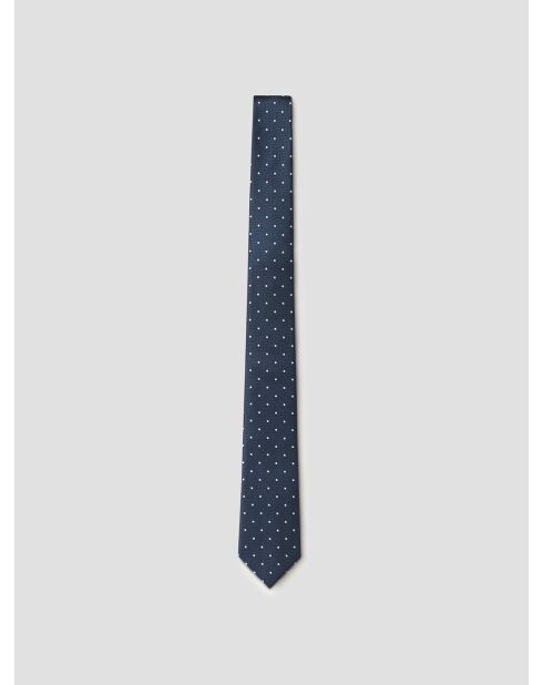 Cravate en soie mélangée à pois dark navy