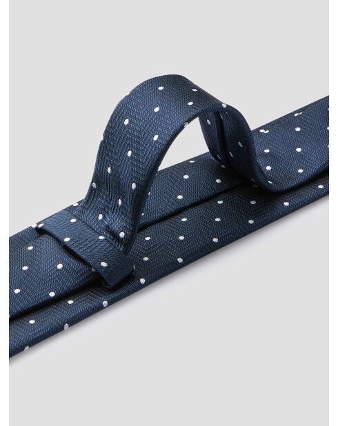Cravate en soie mélangée à pois dark navy