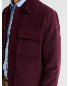 Veste casual en velours col chemise bourgogne