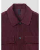 Veste casual en velours col chemise bourgogne