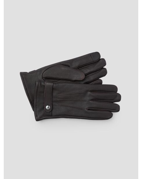 Gants en cuir intérieur polaire chocolat
