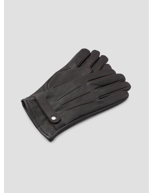 Gants en cuir intérieur polaire chocolat