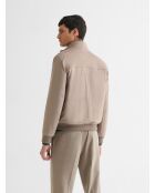 Beigefarbene Wildlederjacke mit Stehkragen