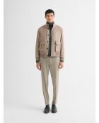 Beigefarbene Wildlederjacke mit Stehkragen
