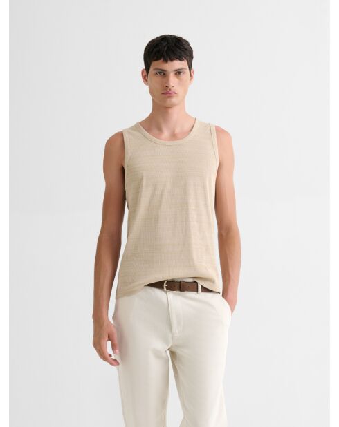 Camiseta sin mangas con cuello redondo y estampado de cordones