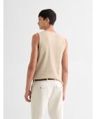 Camiseta sin mangas con cuello redondo y estampado de cordones