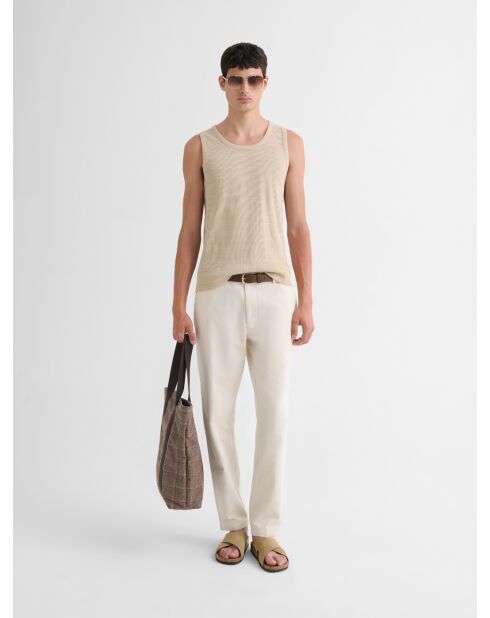 Camiseta sin mangas con cuello redondo y estampado de cordones