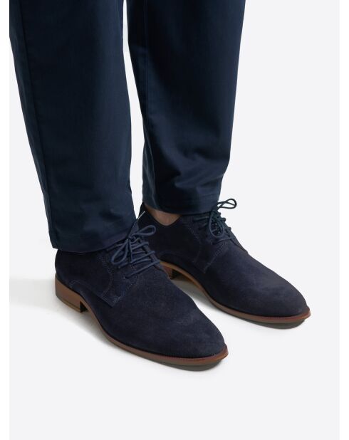 Derbies suédées en cuir dark navy