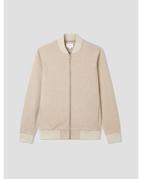 Veste légère col teddy bicolore beige