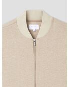 Veste légère col teddy bicolore beige
