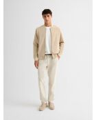 Veste légère col teddy bicolore beige