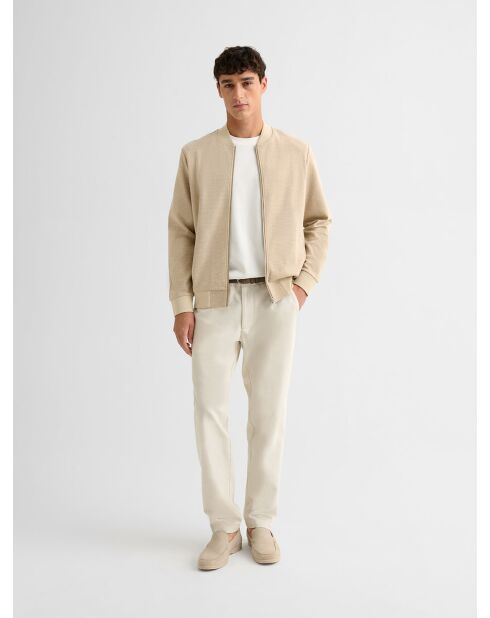 Veste légère col teddy bicolore beige