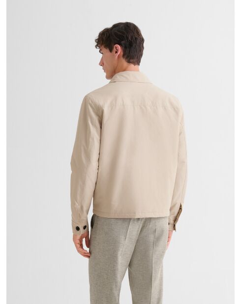 Casual waterafstotend jack met overhemdkraag beige casual