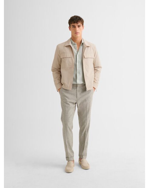 Casual waterafstotend jack met overhemdkraag beige casual