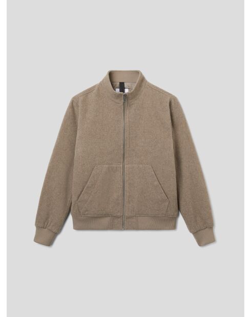 Blouson zippé esprit laine bouillie taupe
