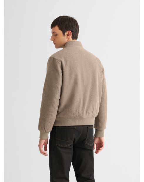 Blouson zippé esprit laine bouillie taupe