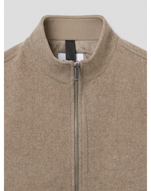 Blouson zippé esprit laine bouillie taupe