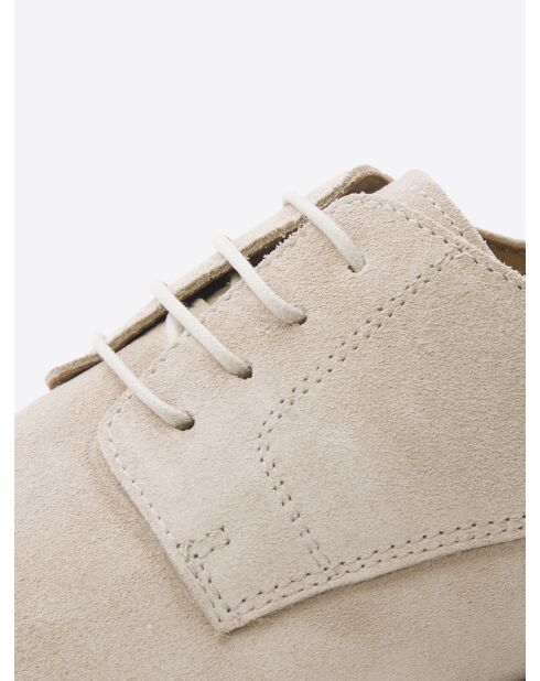 Derbies suédées en cuir beige