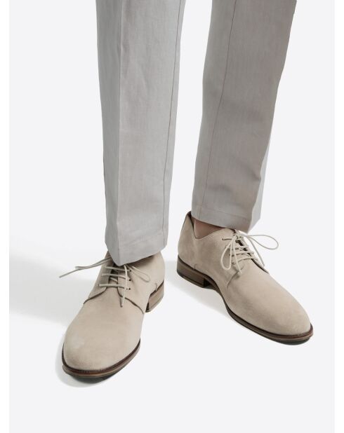Derbies suédées en cuir beige