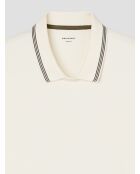 Sweat col polo rayé blanc neige