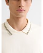 Sweat col polo rayé blanc neige