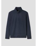 Sweat col zippé chiné bleu encre