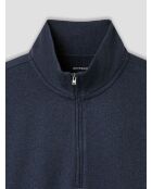 Sweat col zippé chiné bleu encre