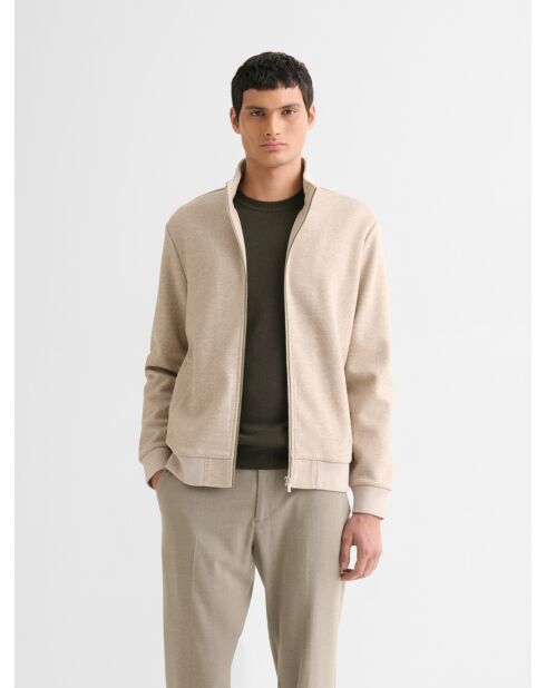 Veste légère zippé chiné tabac
