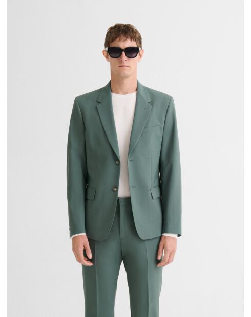 Veste de costume slim tissu traveller verte