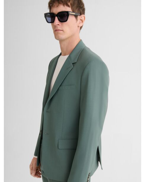 Veste de costume slim tissu traveller verte