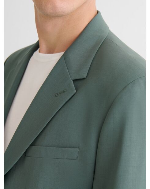 Veste de costume slim tissu traveller verte