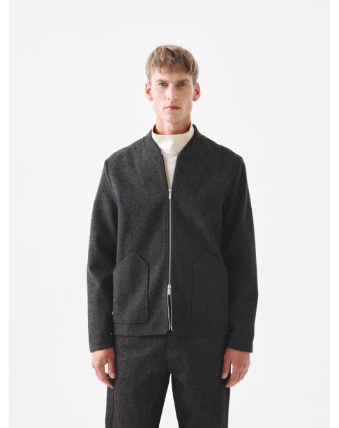 Leichte Jacke mit Teddykragen L'Atelier anthrazit meliert