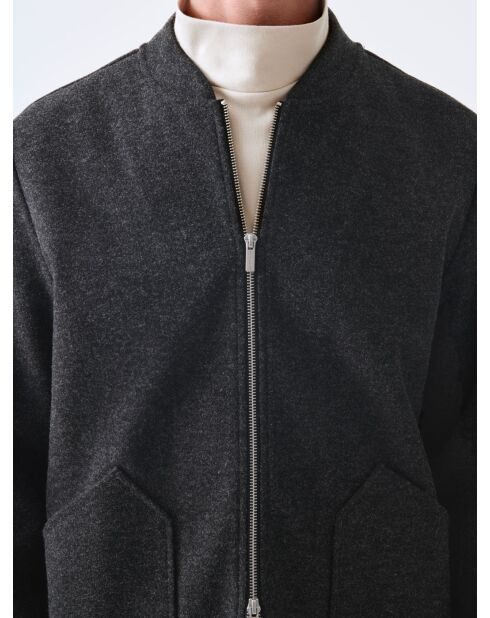 Leichte Jacke mit Teddykragen L'Atelier anthrazit meliert
