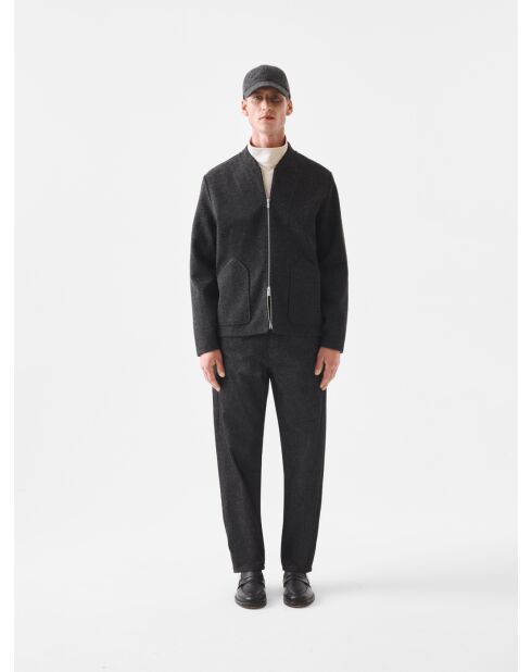 Leichte Jacke mit Teddykragen L'Atelier anthrazit meliert