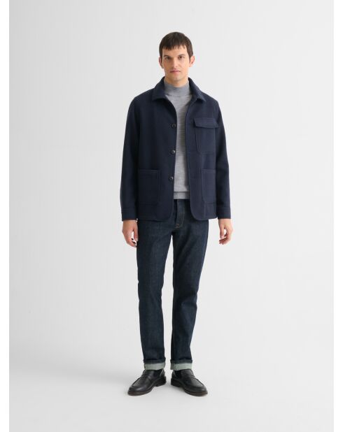 Veste ville col chemise bleu navy